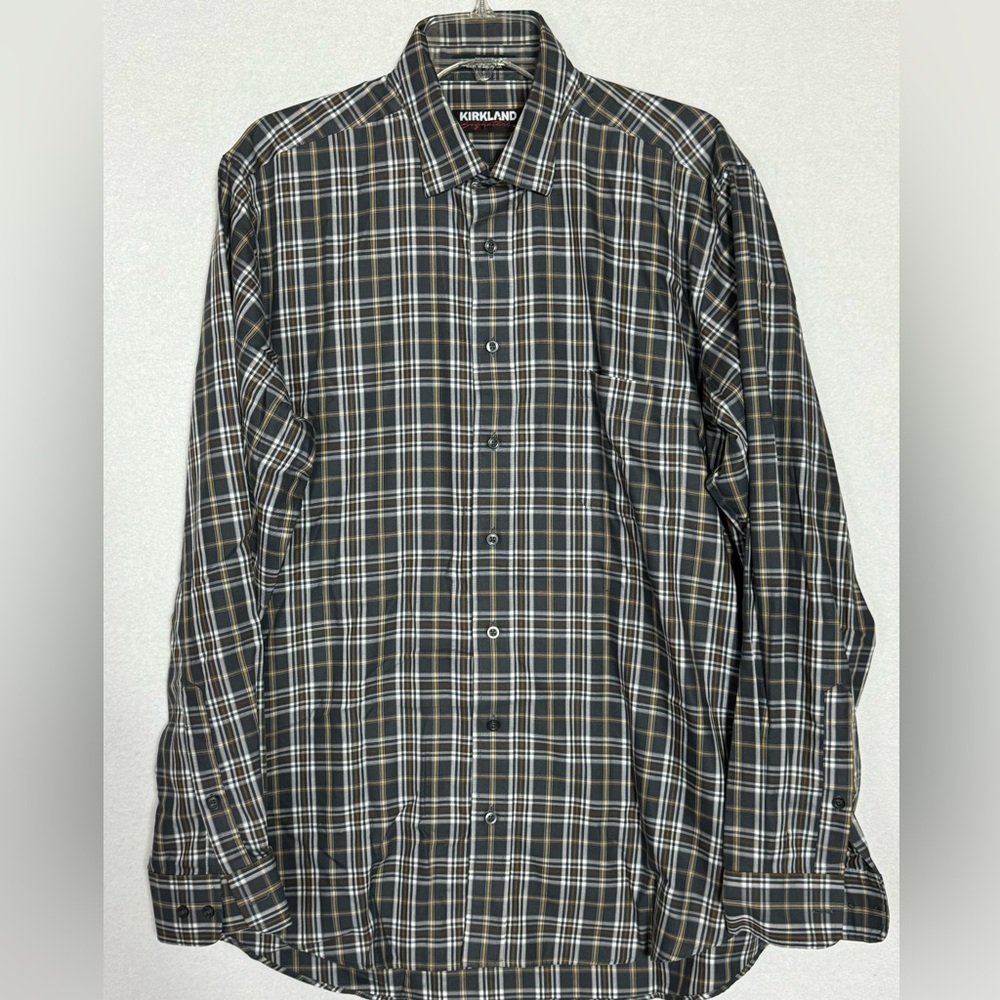 ❄️Kirkland Signature Men’s XL Plaid‎ Long Sleeve Button Up Shirt
